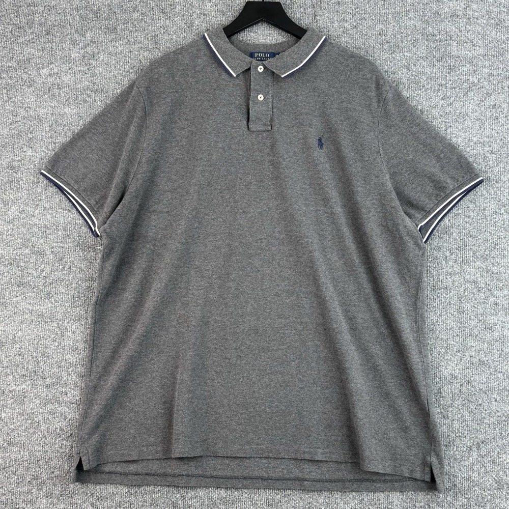 Polo Ralph Lauren Shirt Mens XXL Gray Cotton Golf Casual Preppy Short Sleeve